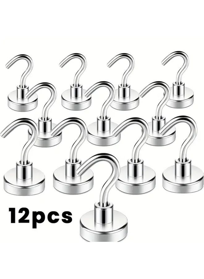 Heavy Duty Magnetic Hooks Silvery Color for Travel Kitchen Office Storage - Image 1