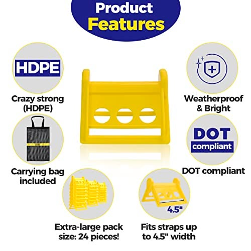 Storage Standard 24 Pack Edge Corner Protector With Carrying Case for Flatbed Cargo Load Truck Shipping - 4'' x 6'' Winch Ratchet Straps Plastic Protectors - Image 4