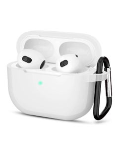 Protective Case Skin Cover with Keychain and Lock for Apple Airpods 3 Case Women Men White