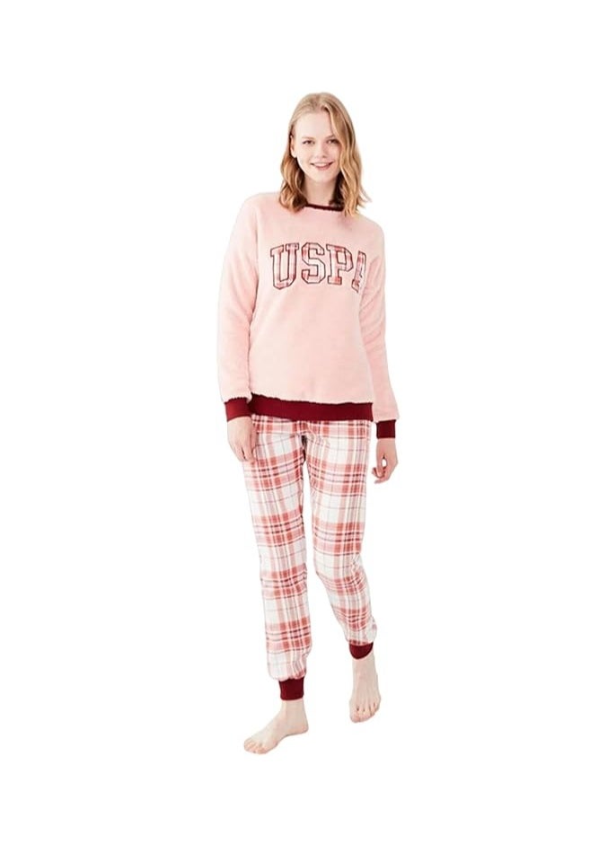 POLO - Women's Salmon Round Collar Pajama Set from us-polo - Image 1