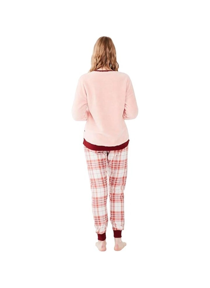 POLO - Women's Salmon Round Collar Pajama Set from us-polo - Image 1