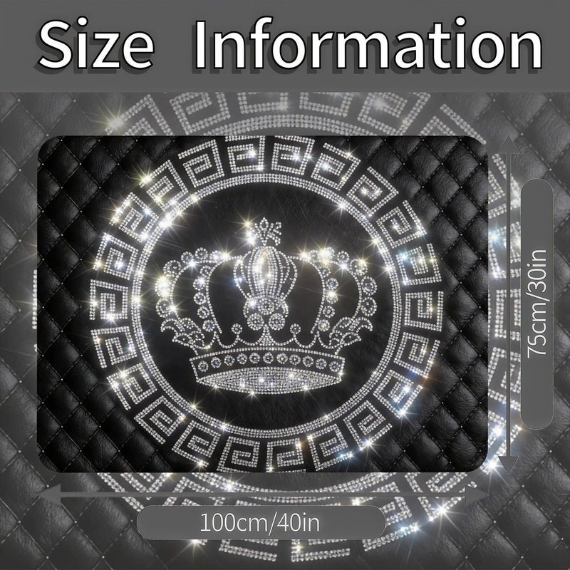 1pc Luxury Crown Design Car Trunk Mat Quilted Greek Key Border - Image 2