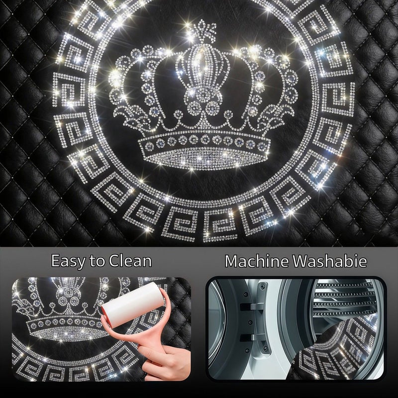 1pc Luxury Crown Design Car Trunk Mat Quilted Greek Key Border - Image 4