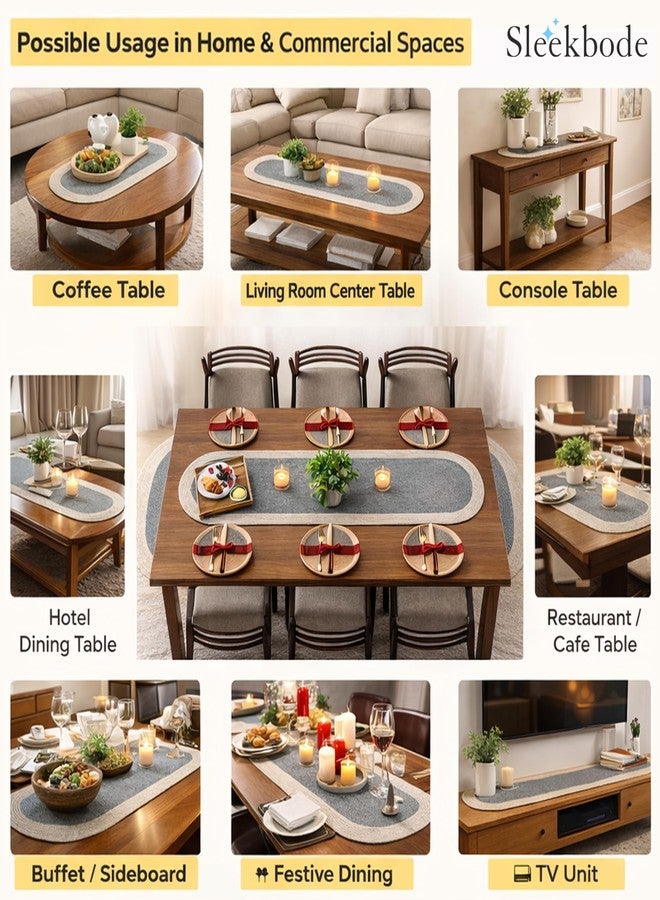 SLEEKBODE Dining Table Runner for 6 Seater | Table Runners for Living Room | Cotton Runner for Centre Table | Side Table Cover | Runner for Dining | Home Center Table Runner (137 X 30 Centimeter) - Image 2