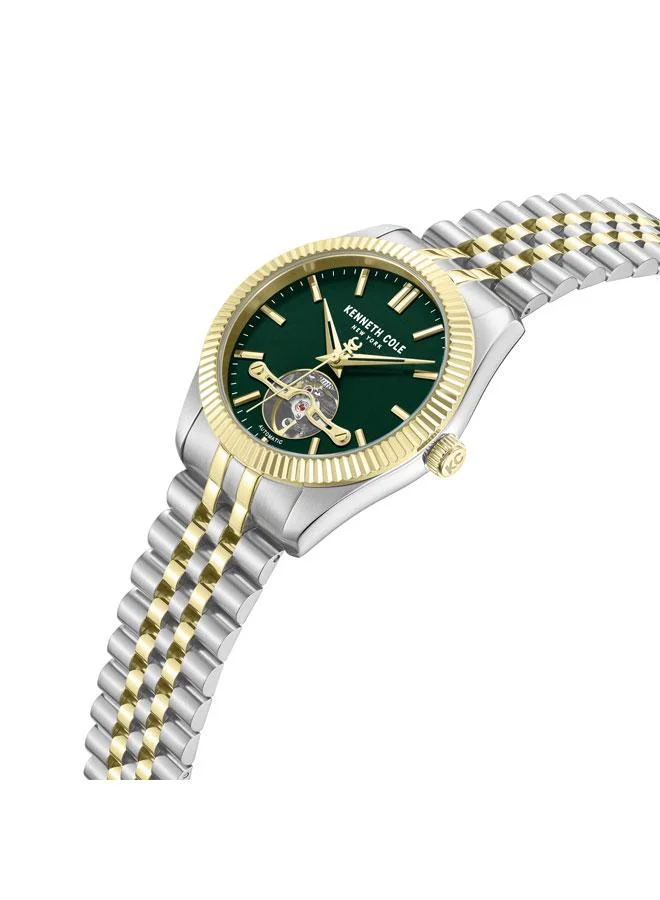 كينيث كول نيو يورك ساعة براينت بارك رجالية أوتوماتيكية بمينا أخضر وسوار ستانلس ستيل بلونين