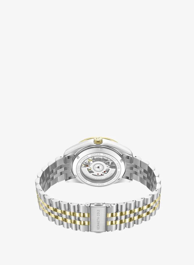 Kenneth Cole New York Silver/Yellow Gold Bryant Park Men's 43mm Automatic Watch with Green Dial & Two-tone Stainless Steel Bracelet for Men | Best Price UAE