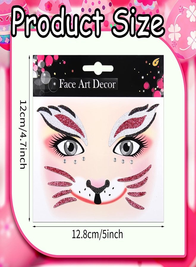 Jacnkb Easter Bunny Face Gems Face Jewels Stickers Cute Rabbit Self Adhesive Eye Body Face Nail Hair Crystal Rhinestones for Makeup Festival Glitter Face Art Decor 2Sheet (bunny1) - Image 2