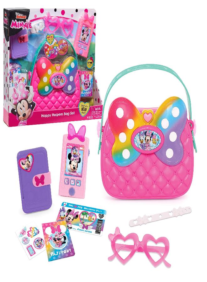Minnie Disney Junior Minnie Mouse Bowfabulous Bag Set, 9 Piece Pretend Play Purse with Lights and Sounds Cell Phone, Sunglasses, and Accessories, by Just Play - Image 4