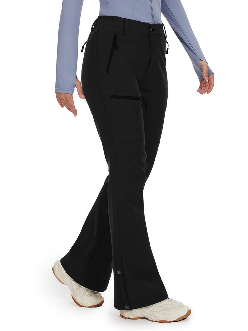 Cycorld Women's Snow Ski Pants Fleece Lined Waterproof Softshell Insulated Flare for Snowboarding Hiking Winter Outdoor(Black, 8) - Image 1