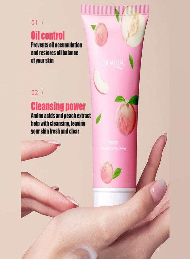 BIOAQUA Peach Cleanser Foam Amino Acid Clarifying Facial Skin Cleansing 100g / 3.53oz - Image 3