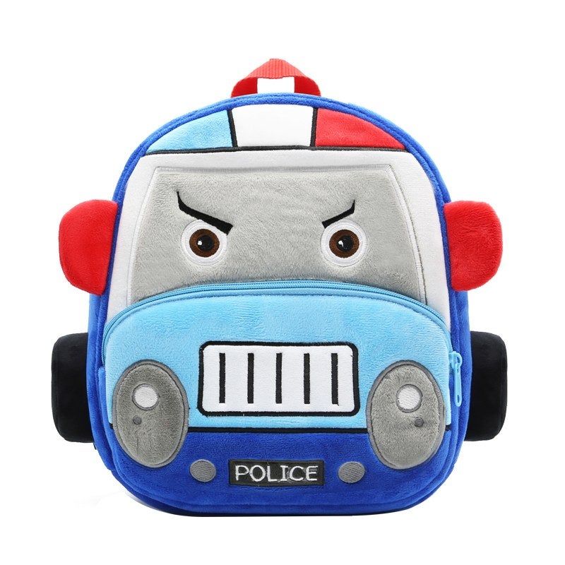 Plush Kids Backpack, Police Car Vehicle Design, Soft Lightweight School Bag for Toddlers and Preschool Kids - Image 4