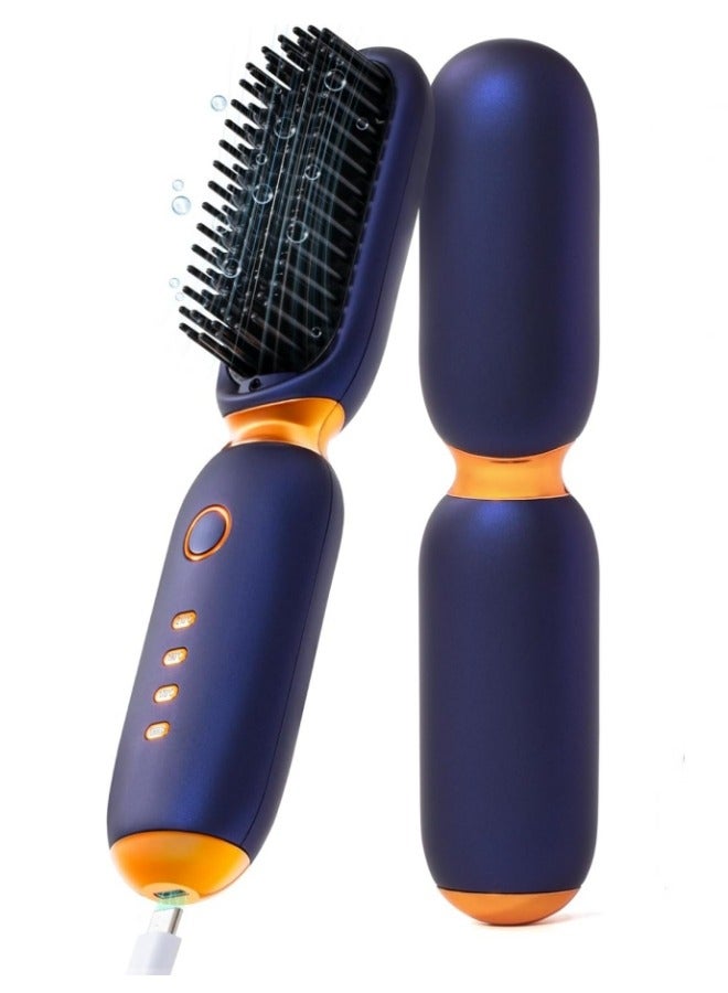 Cordless Hair Straightening Brush Portable Hair Straightener for Travel Mini and Lightweight Hot Comb Straightener for Women - Image 1