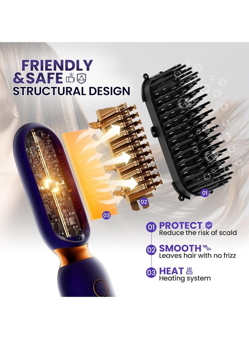 Cordless Hair Straightening Brush Portable Hair Straightener for Travel Mini and Lightweight Hot Comb Straightener for Women - Image 4