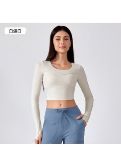 Womens Long Sleeve Yoga Crop Top DAW201 White protein
