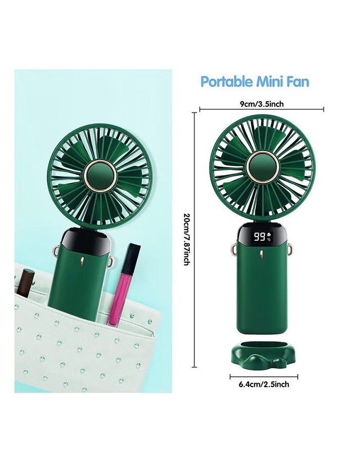 جي أس مروحة صغيرة محمولة باليد، 5 سرعات مروحة شخصية محمولة مع شاشة مؤشر 90 درجة قابلة للضبط مروحة تبريد قابلة للإزالة قاعدة، مروحة هادئة للنقل الخارجي لوزارة الداخلية، عمل لمدة 16 إلى 24 ساعة (أخضر) - Image 5