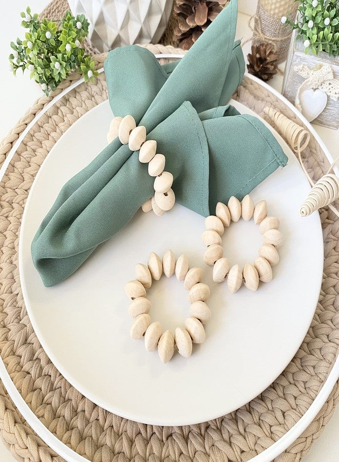 LEBEJUA Napkin Rings Set of 6 - Wooden Beads Napkin Rings | Rustic Wooden Napkin Ring Holder for Table Decoration - Handmade LEBEJUA Napkin Ring with Wood Beads & Jute Twine - Farmhouse Holder for Napkins - Image 1