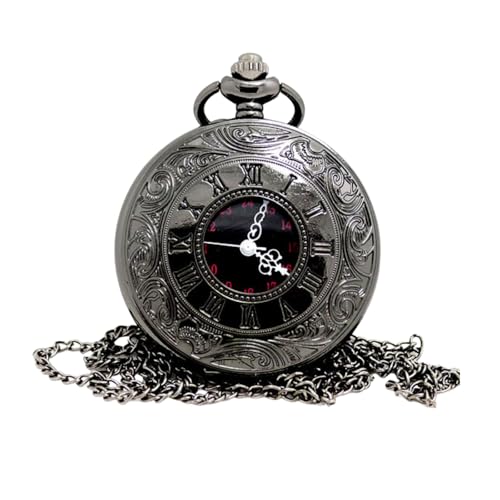 TecoKart® Roman Pocket Watch for Men – Vintage Retro Pocket Clock with Chain, Antique Watch for Men, Classic Pocket Watch Black Dial for Daily Use & Gifting - Image 1
