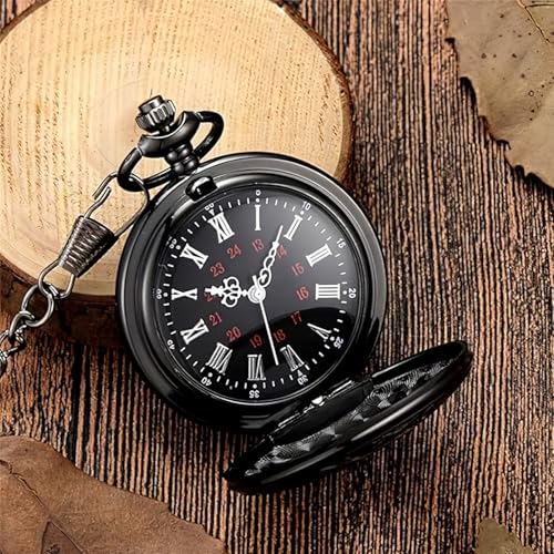 TecoKart® Roman Pocket Watch for Men – Vintage Retro Pocket Clock with Chain, Antique Watch for Men, Classic Pocket Watch Black Dial for Daily Use & Gifting - Image 3