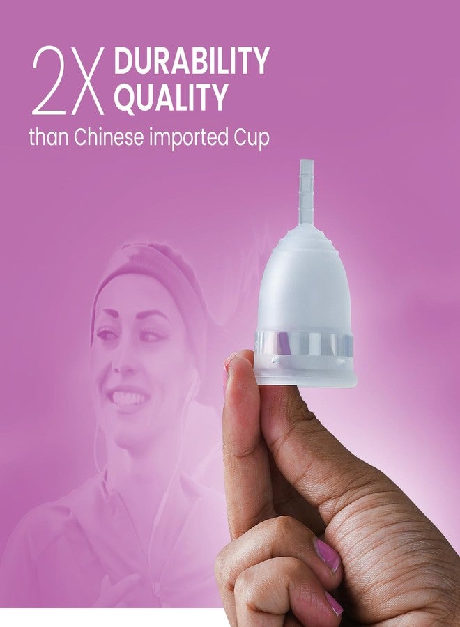 AARYA Reusable Menstrual Cup|Ultra Soft & Odourless|Medical Grade Silicone|Leak Free For 8-10 Hours|Fda Approved|Includes Protective Pouch|Pack Of 2 (Large Pack Of 2),Transparent - Image 4