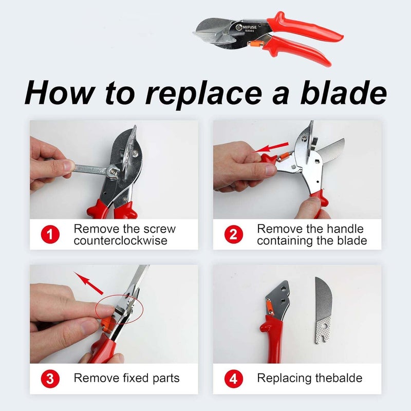 AS TOOL SHOP Multi Angle Miter Cutter 1 Spare Blade Hand Scissors Multipurpose Tool 45135 Degree Cutting Miter Shears Trim Chamfer Quarter Round Cutters - Image 4