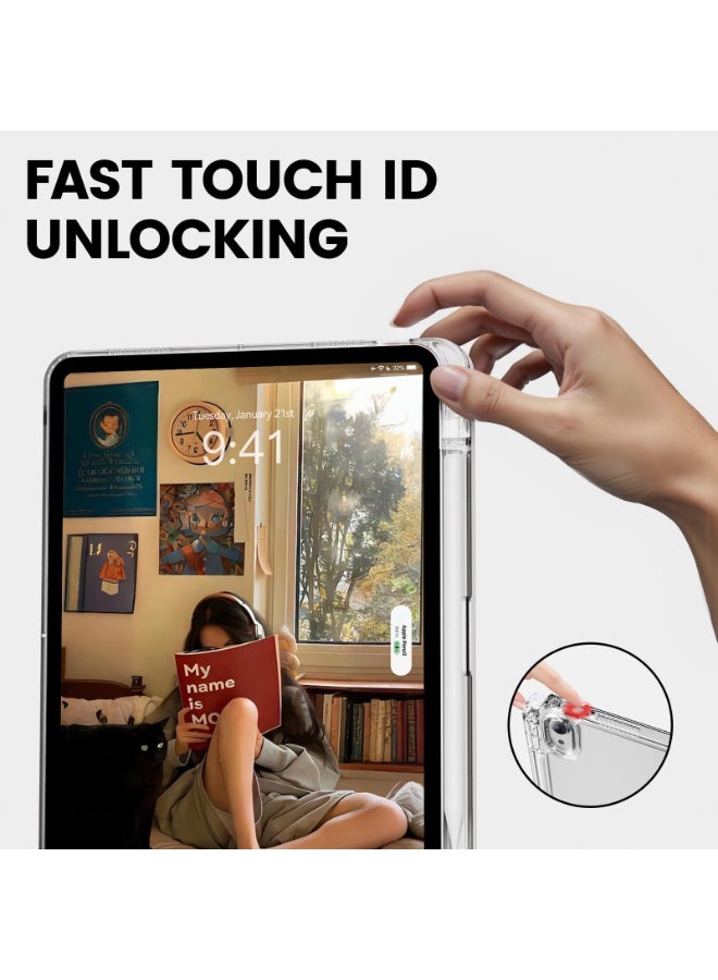اليشمك Case for  Honor Pad X9 11.5 Inch,Transparent Airbag With Pen Slot For Anti Drop, Tablet Protective Cover, Triple Fold Multi Angle Design, Automatic Wake-up/sleep, Soft Leather - Image 4