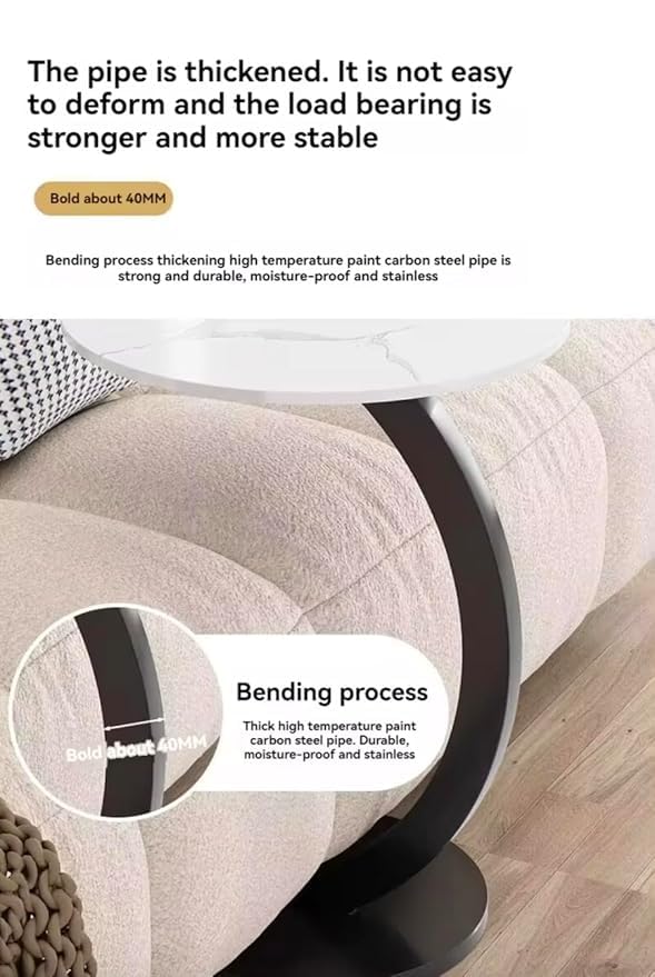 Brikipth Brikipth Dcor Bedside Cabinets CShaped Round Side Table Single Layer Marble Magazine Rack Office Living Room Hotel Sofa Side Table Easy to Move Basket Table - Image 5