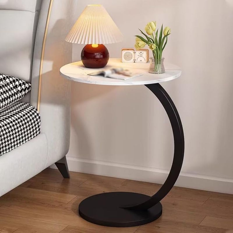 Brikipth Brikipth Dcor Bedside Cabinets CShaped Round Side Table Single Layer Marble Magazine Rack Office Living Room Hotel Sofa Side Table Easy to Move Basket Table - Image 1
