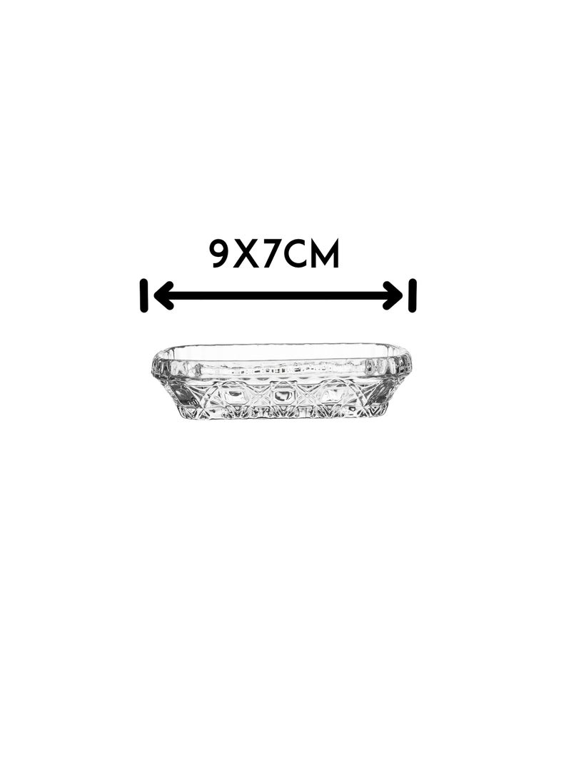 VIRA Clear glass plate set for nuts, sweets and all kinds of presentations, consisting of 6 plates, size 9*7 cm  - Image 4