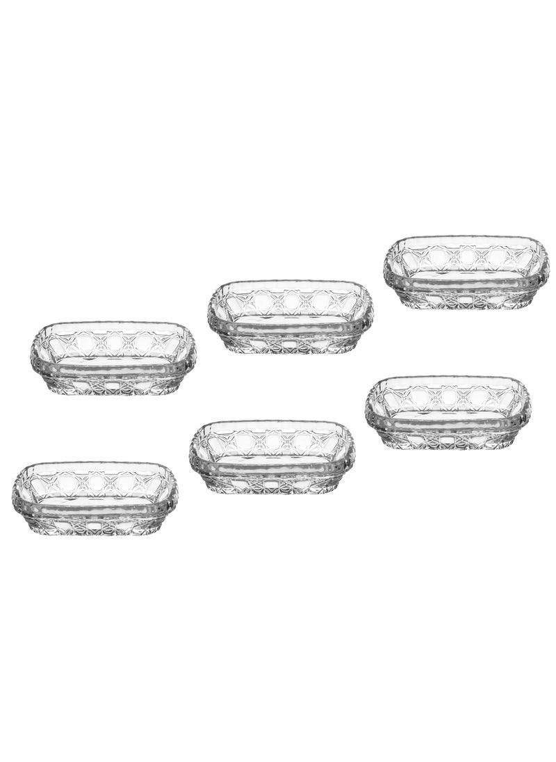 VIRA Clear glass plate set for nuts, sweets and all kinds of presentations, consisting of 6 plates, size 9*7 cm  - Image 2