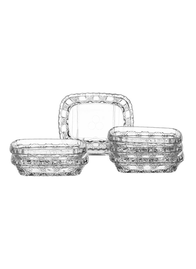 VIRA Clear glass plate set for nuts, sweets and all kinds of presentations, consisting of 6 plates, size 9*7 cm  - Image 1