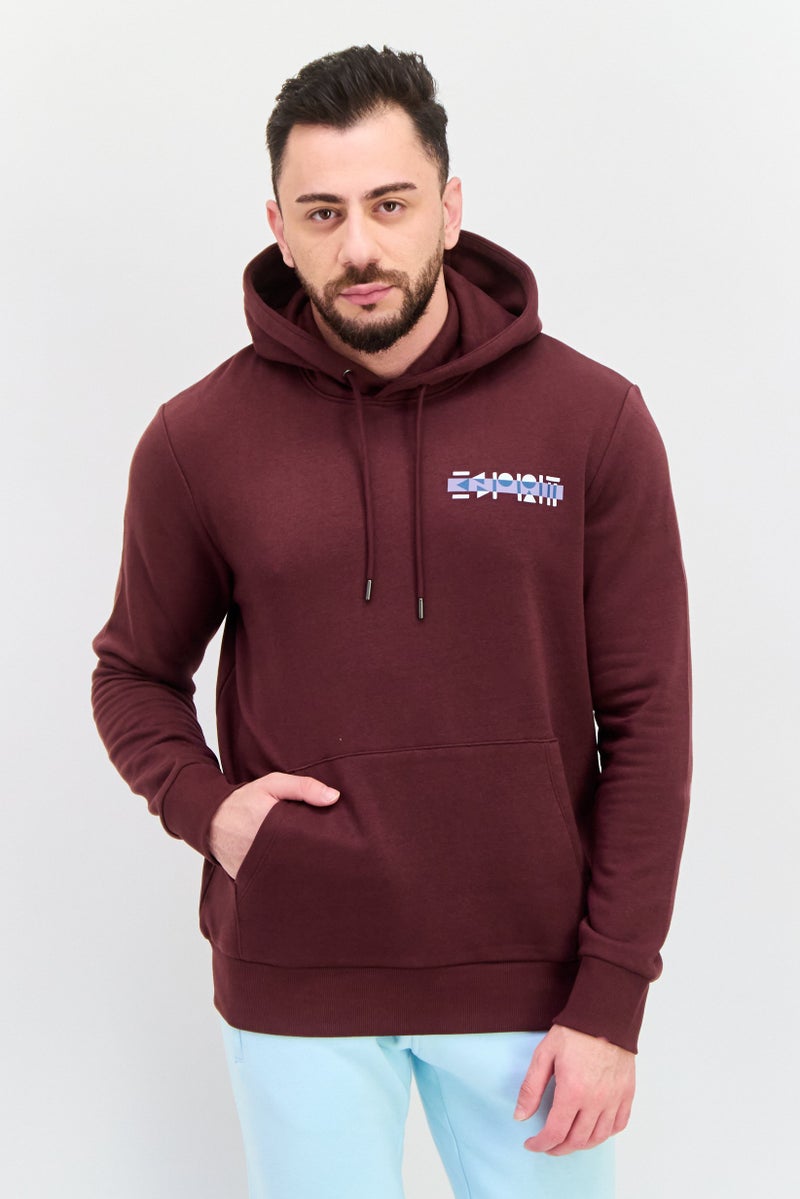 ESPRIT Men Graphic Print Long Sleeves Hoodies, Brown - Image 1