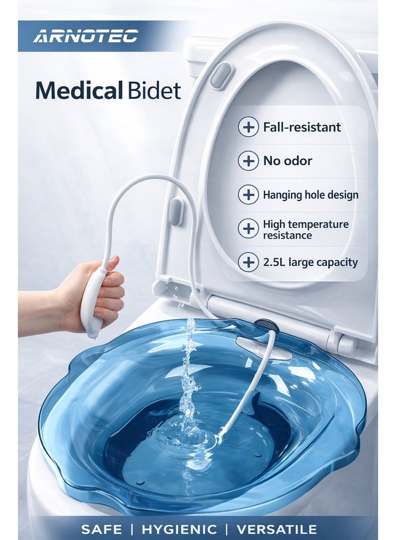ARNOTEC حمامات المقعدة لمقعد المرحاض، حمام المقعدة للعناية بعد الولادة، حمام المقعدة للبواسير مع تدفق، مقعد بخار يوني للنساء الحوامل، حوض نقع يستخدم لعلاج الالتهابات، يناسب المرحاض العالمي - Image 1