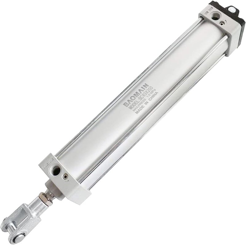 Baomain Pneumatic Air Cylinder SC 63 x 200, PT 3/8, Bore 2 1/2 inch(63mm), Stroke 8 inch(200mm),Dual Actionwith Foot Flange CY-63&CB-63,for Industrial Machinery - Image 1