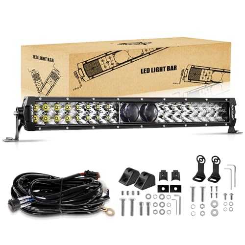 Auxbeam 22 Inch LED Light Bar, 5D-PRO Series 180W Waterproof Dual Row Spot Flood Combo Off Road Driving Lights, Auxiliary Bumper Work Lights with 10FT Wiring Harness for Car SUV UTV ATV Pickup Truck - Image 1