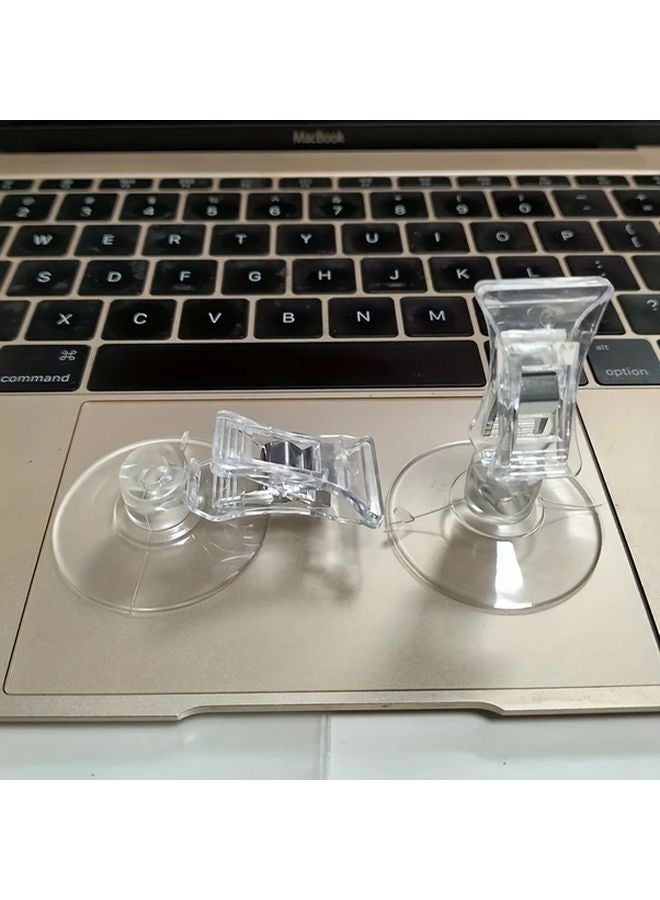 2pcs Clear Adhesive Clips Heavy Duty Transparent Suction Cup Hooks Non Slip Grip - Image 3