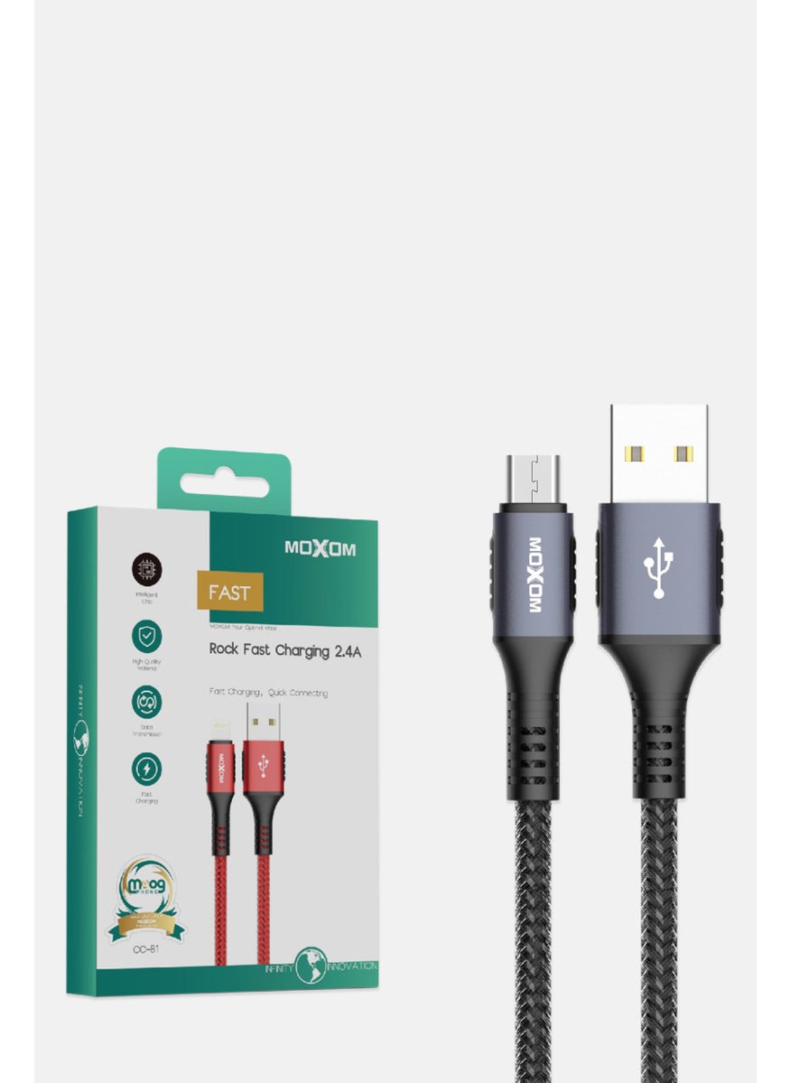 MOXOM CC81 - Micro Rock Fast Charging Cable, Black 