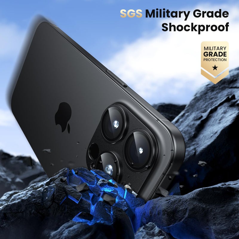 WSKEN for iPhone 16 Pro/iPhone 16 Pro Max Camera Lens Protector, [Military Grade Shatterproof] [Strong Adsorption] Metal Aluminum Alloy Tempered Glass Camera Screen Protector, Black Titanium - Image 5