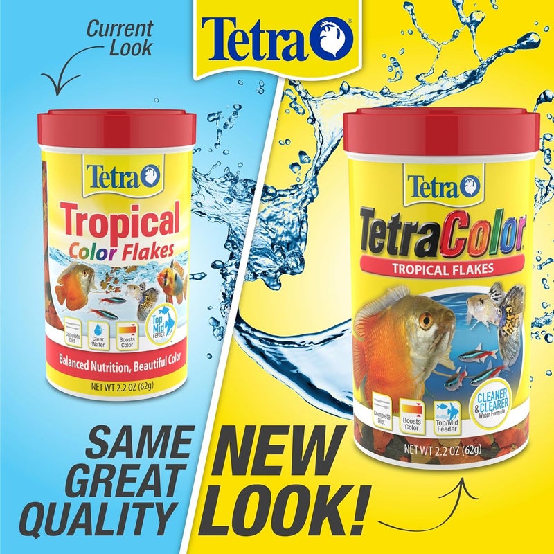 تترا رقائق TetraColor Tropical Flakes، طعام سمكي يعزز اللون، نظام غذائي متوازن من الناحية الغذائية للأسماك الاستوائية، وزن 7.06 أونصة (عبوة واحدة) - Image 5