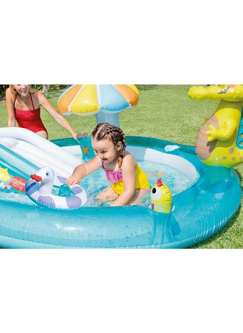 INTEX Household Children's Inflatable Swimming Pool Multifunctional Slide Pool Water Park 201x170x84cm  - Image 4