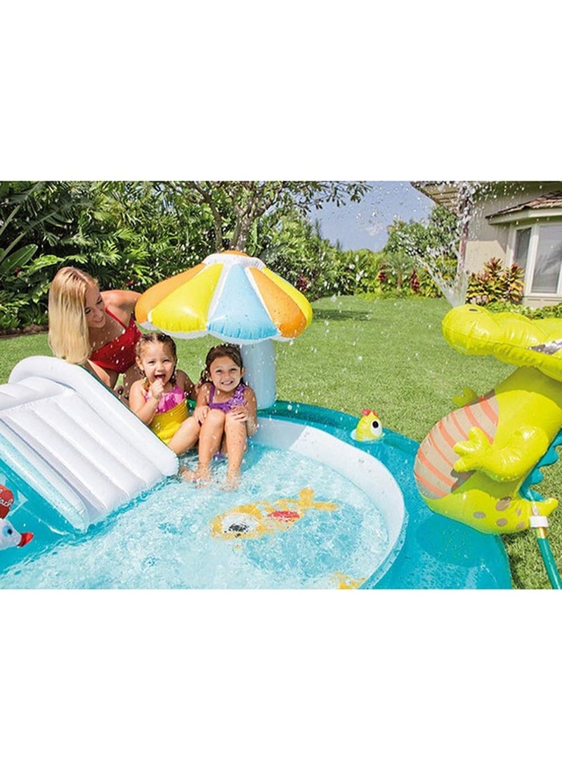 INTEX Household Children's Inflatable Swimming Pool Multifunctional Slide Pool Water Park 201x170x84cm  - Image 3