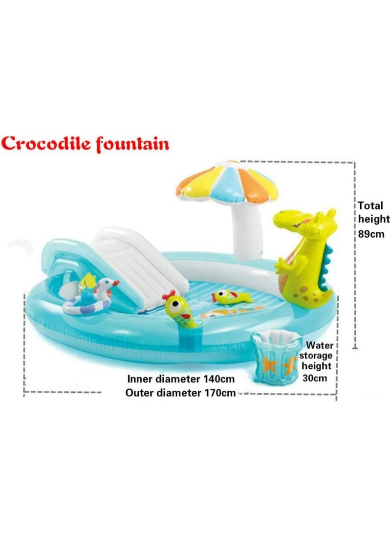 INTEX Household Children's Inflatable Swimming Pool Multifunctional Slide Pool Water Park 201x170x84cm  - Image 5