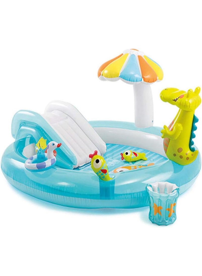 INTEX Household Children's Inflatable Swimming Pool Multifunctional Slide Pool Water Park 201x170x84cm  - Image 1