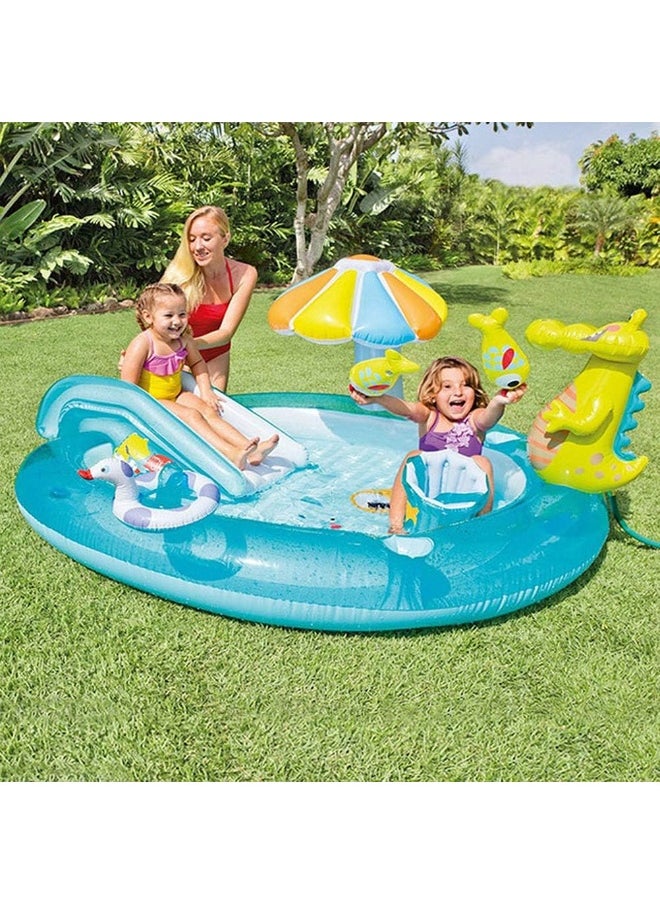 INTEX Household Children's Inflatable Swimming Pool Multifunctional Slide Pool Water Park 201x170x84cm  - Image 2