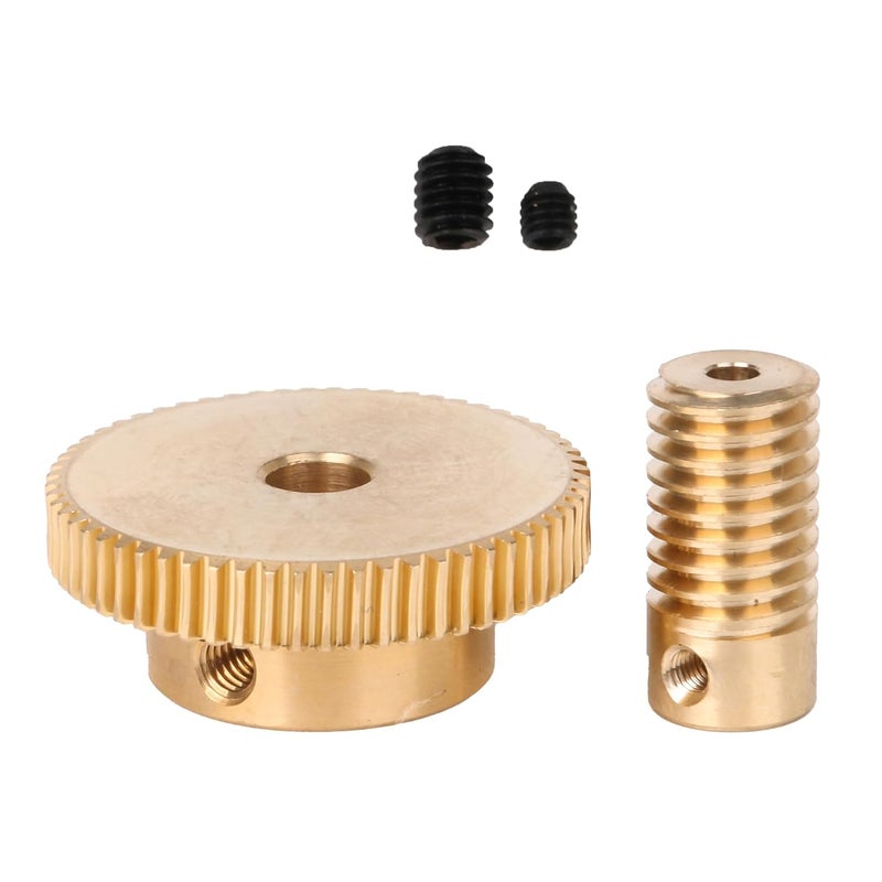 CNBTR Yellow 3MM Hole Dia Brass Gear Shaft + 31MM OD 60 T Brass Gear Wheel 0.5 Modulus Set - Image 1