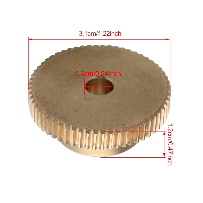 CNBTR Yellow 3MM Hole Dia Brass Gear Shaft + 31MM OD 60 T Brass Gear Wheel 0.5 Modulus Set - Image 5