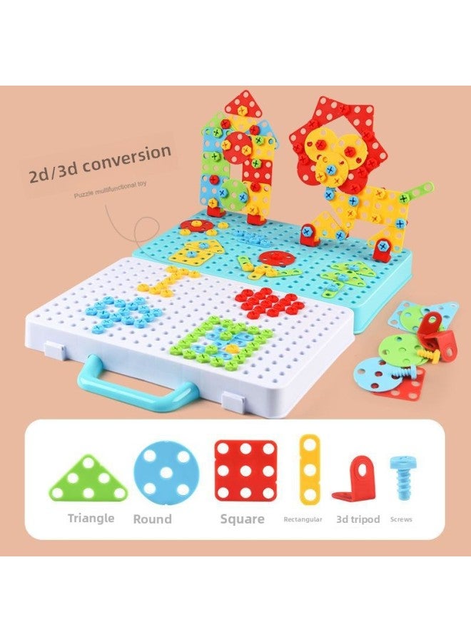 Screw-twisting Toy Children's Nail Electric Drill Work Box Baby Hands-on Assembly Mother Assembly Building Blocks Boy One Piece Wholesale-Color:189 Pieces-2D Puzzle With Electric Drill + Ordinary Ba - Image 4