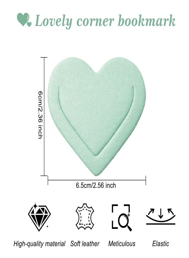 Winjeto 6 Pieces Leather Heart Bookmarks, Cute Corner Page Bookmark, Book Marks Reading Gifts for Women Teachers Students, Book Lovers Accessories for School Office Home Supplies - Image 2