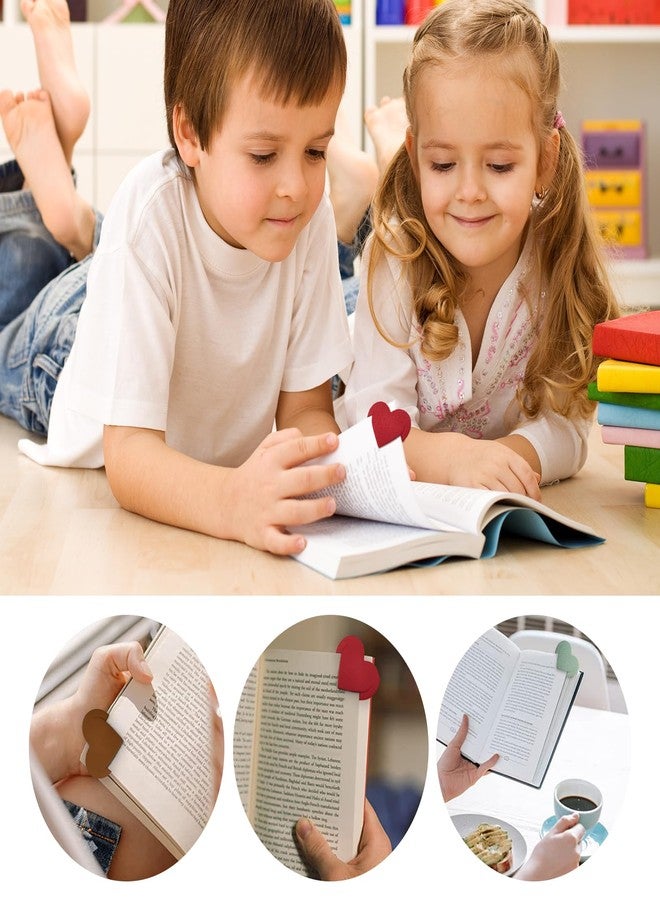 Winjeto 6 Pieces Leather Heart Bookmarks, Cute Corner Page Bookmark, Book Marks Reading Gifts for Women Teachers Students, Book Lovers Accessories for School Office Home Supplies - Image 4