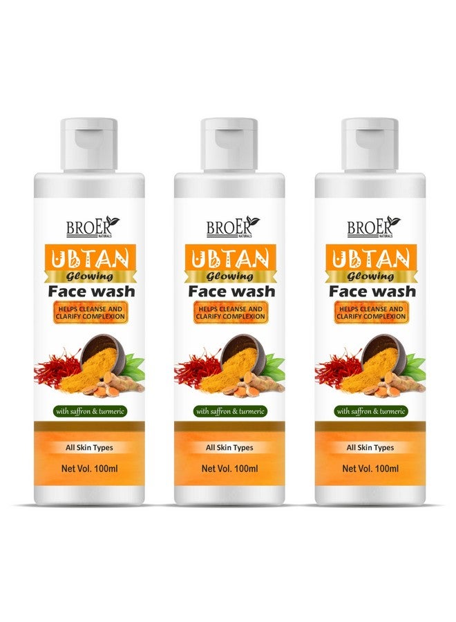 BROER Ubtan Face Wash, Infused with Turmeric & Saffron For Tan removal and Skin brightening, For Men and Women, (pack of 3) 300ml - Image 1