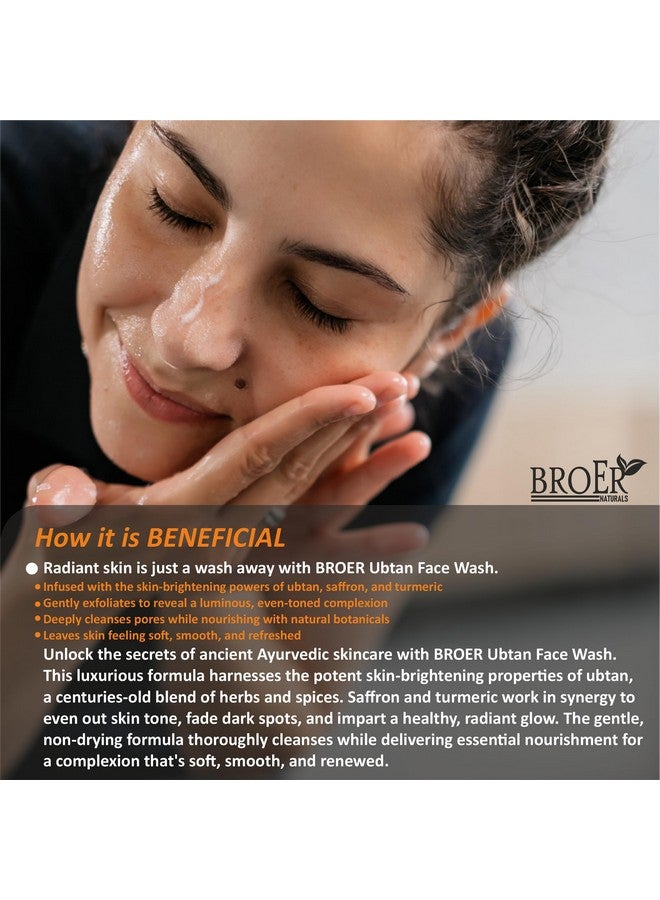 BROER Ubtan Face Wash, Infused with Turmeric & Saffron For Tan removal and Skin brightening, For Men and Women, (pack of 3) 300ml - Image 2